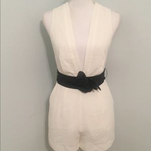 Black & White Romper with Plunging Neckline